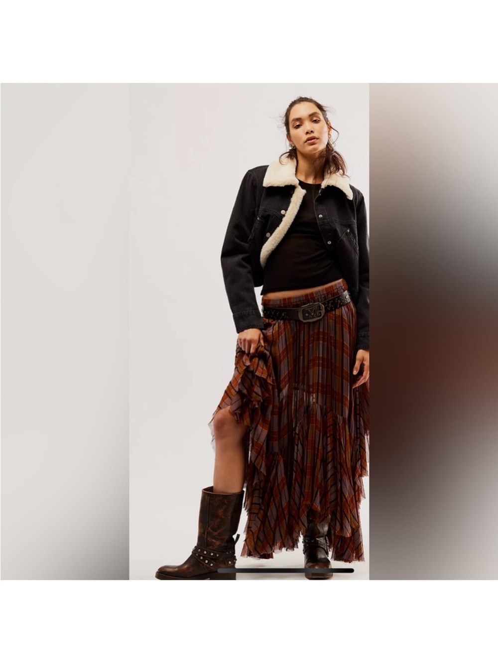 Free people Boho Plaid Tiered Tunic Dress